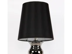 Helloshop26 Lámpara De Mesa-Lámpara de sobremesa lámpara de noche lámpara de lectura aluminio y tela negra y cromo 48 cm 03_0002515 Negro