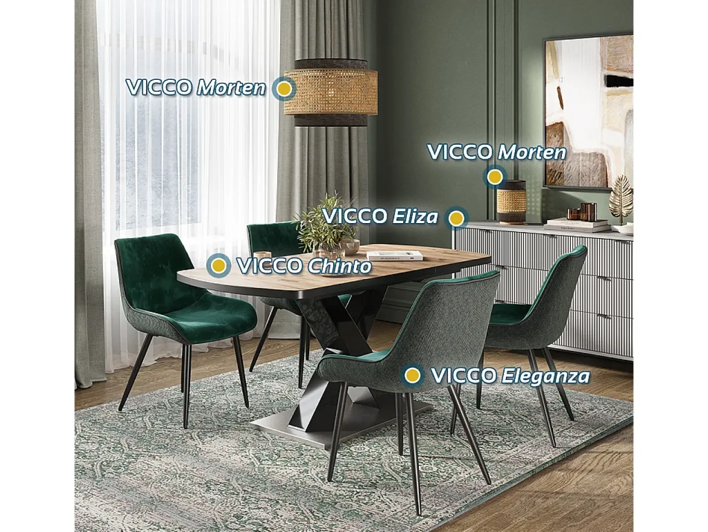 Vicco Lámpara de sobremesa 17.5x17.5x26.5 morten Negro Best
