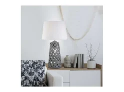 Lámpara De Mesa-Lámpara de sobremesa rinconera modelo Mónaco acabado 56cm(alto) 30cm(ancho). Gris