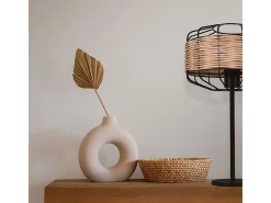 Lámpara De Mesa-Lámpara de sobremesa Solange Lumit 60W mimbre natural/marrón Ø25x45,5 cm Color natural claro