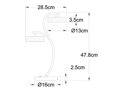 Lámpara De Mesa-Lámpara de sobremesa Tokio Lumit 24W 1920 lm cromo 47,8x28,5 cm Plateado