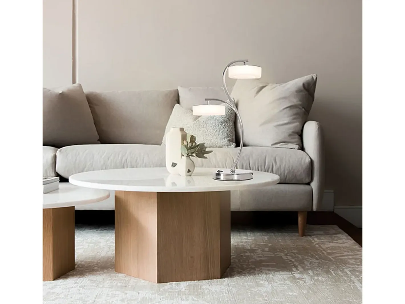 Lámpara De Mesa-Lámpara de sobremesa Tokio Lumit 24W 1920 lm cromo 47,8x28,5 cm Plateado