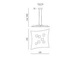 Lámpara de suspensión Isotta 10 luces GX53 - Plafón de diseño moderno 62x69cm, luz de doble emisión, máx 10x8W, IP20, bombillas excluidas Blanco Clearance