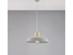 Lámpara Suspendida-Lámpara de suspensión Portland en hierro lacado con difusor de hormigón d. 40 y madera con cable eléctrico regulable 1 luz 100 Ø40 Gris