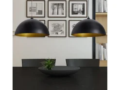 Online Lámpara de techo 2 uds altura ajustable semiesférica negra ES793355 Negro