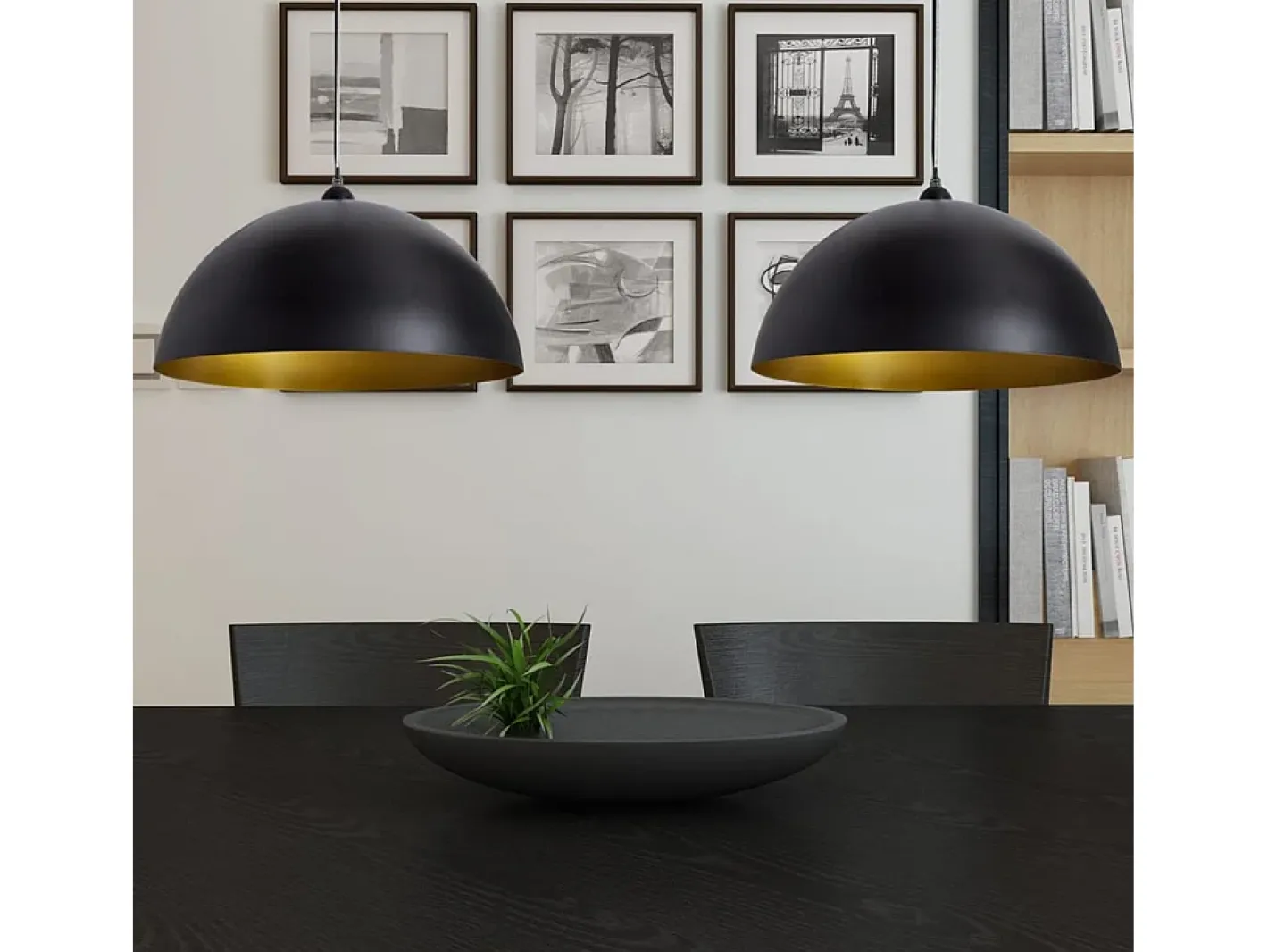 Online Lámpara de techo 2 uds altura ajustable semiesférica negra ES793355 Negro
