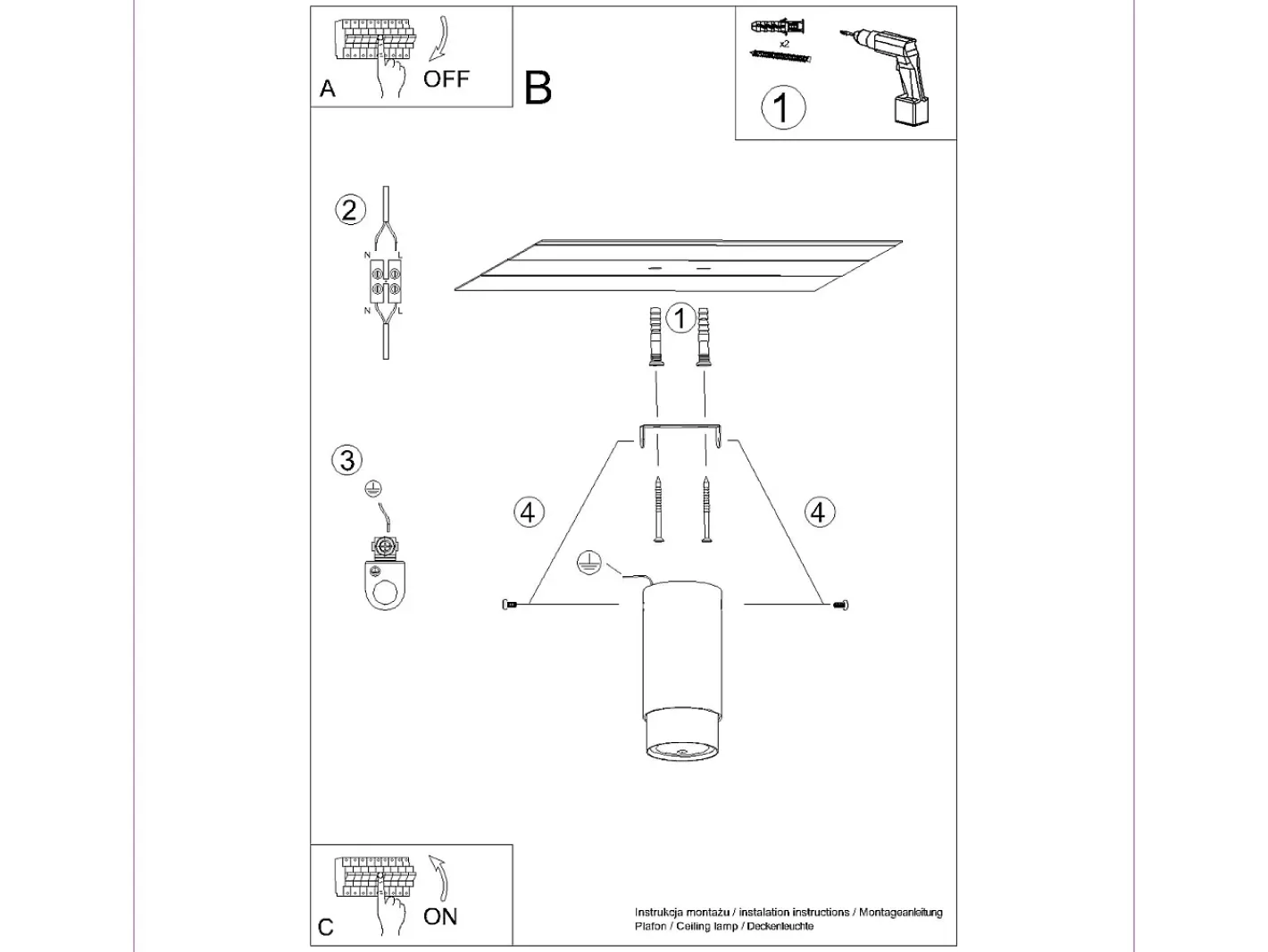 Sollux Lighting Plafón-Lámpara de techo Alvor moderno de acero - 1 fuentes luminosas 4000K - L.6 x A.12,5 cm - /cromo Negro
