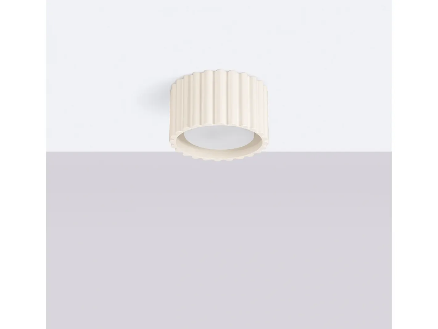 Sollux Lighting Plafón-Lámpara De Techo Aura Minimalista De Aluminio - 1 Fuentes Luminosas - L.10 X A.10 Cm - Beige