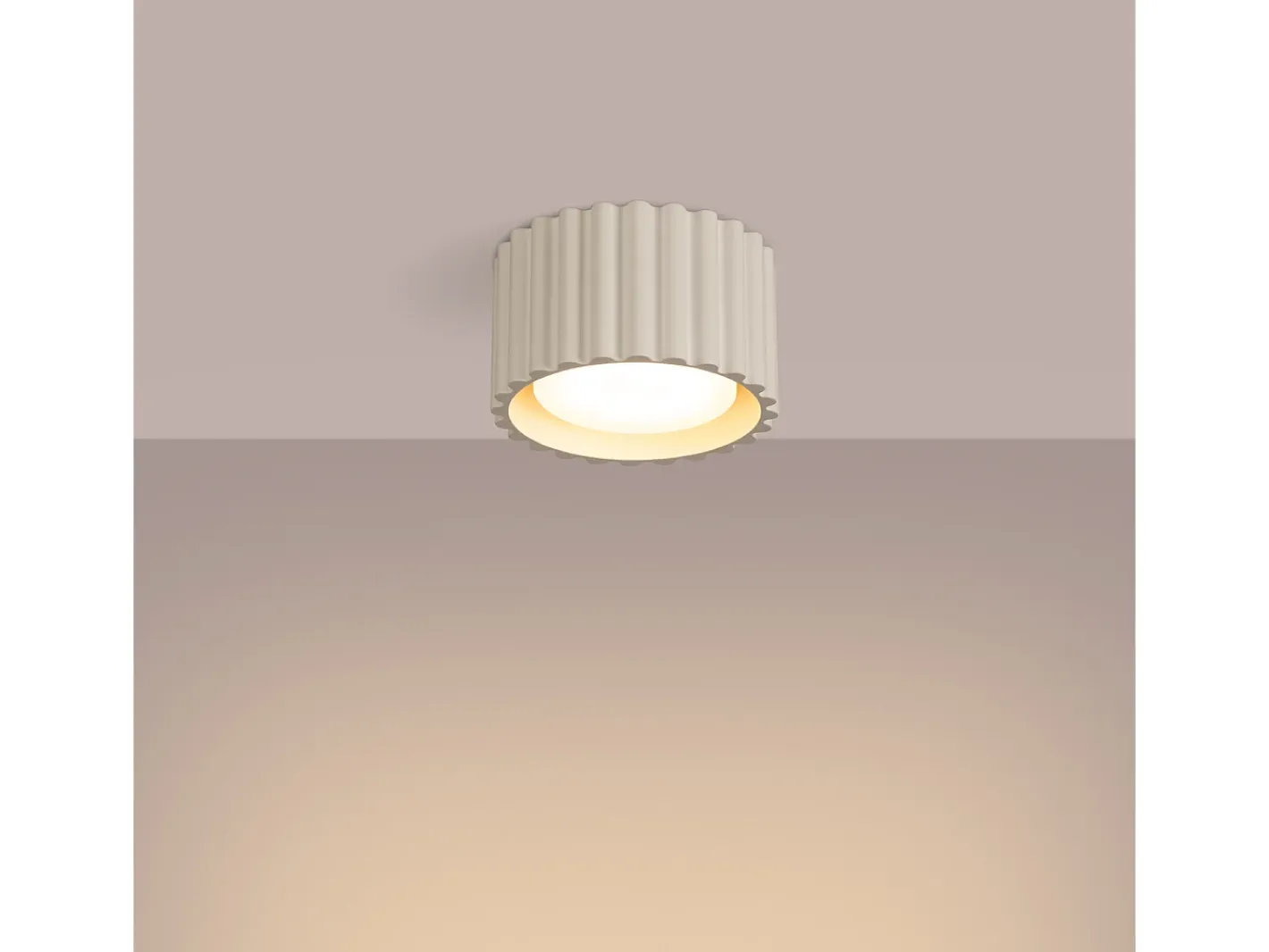 Sollux Lighting Plafón-Lámpara De Techo Aura Minimalista De Aluminio - 1 Fuentes Luminosas - L.10 X A.10 Cm - Beige