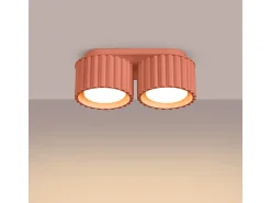 Sollux Lighting Plafón-Lámpara De Techo Aura Minimalista De Aluminio - 2 Fuentes Luminosas - L.21 X A.12 Cm - Aterciopelado Rosa