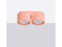 Sollux Lighting Plafón-Lámpara De Techo Aura Minimalista De Aluminio - 2 Fuentes Luminosas - L.21 X A.12 Cm - Aterciopelado Rosa