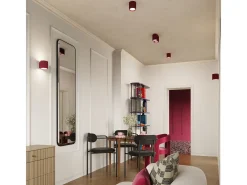 Sollux Lighting Lámpara De Techo Aura Minimalista De Aluminio - 1 Fuentes Luminosas - L.10 X A.10 Cm - Borgoña Rojo Sale