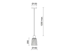Lámpara de techo BAGUET estilo moderno - Alt. 120 cm x D.ø16 cm- E27 42W - ip20 - acero y madera - Negro Discount