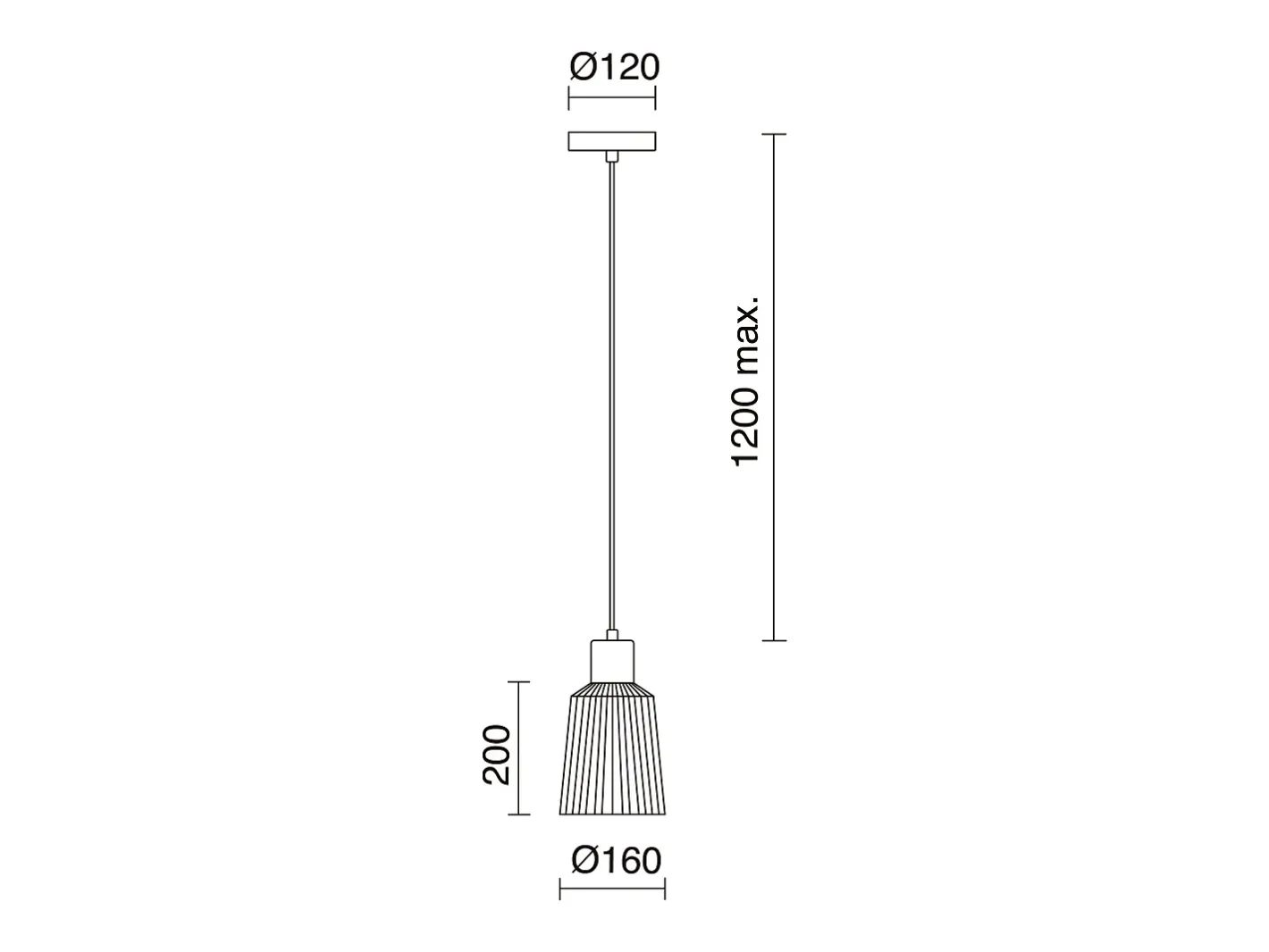 Lámpara de techo BAGUET estilo moderno - Alt. 120 cm x D.ø16 cm- E27 42W - ip20 - acero y madera - Negro Discount