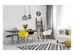 Lámpara de techo BAGUET estilo moderno - Alt. 120 cm x D.ø16 cm- E27 42W - ip20 - acero y madera - Negro Discount