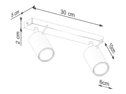 Sollux Lighting Plafón-Lámpara de techo Briix moderno de acero - 2 fuentes luminosas 3000K - L.30 x A.17 cm - ocre Rojo
