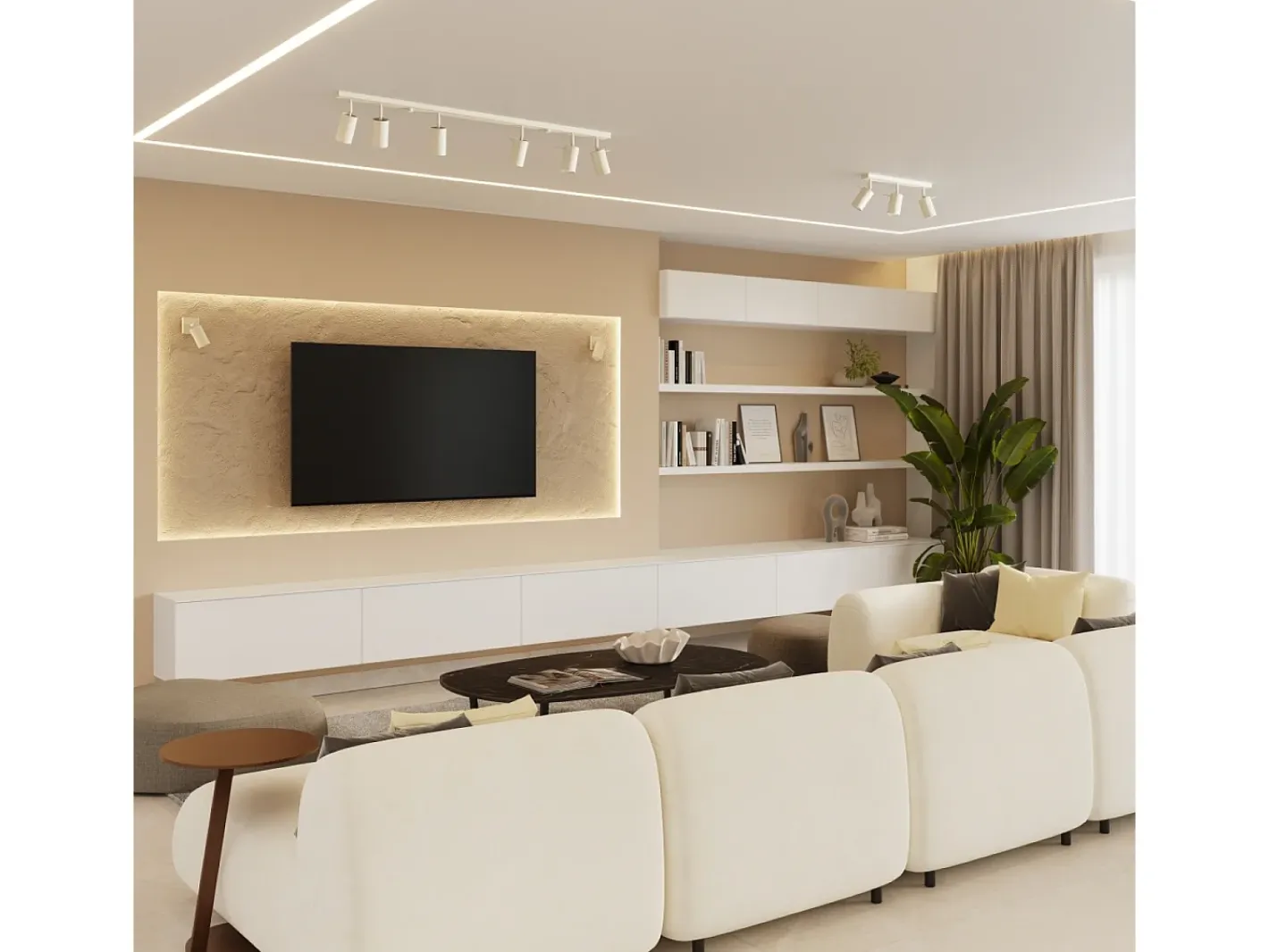 Sollux Lighting Plafón-Lámpara de techo Briix moderno de acero - 3 fuentes luminosas 3000K - L.45 x A.17 cm - Beige