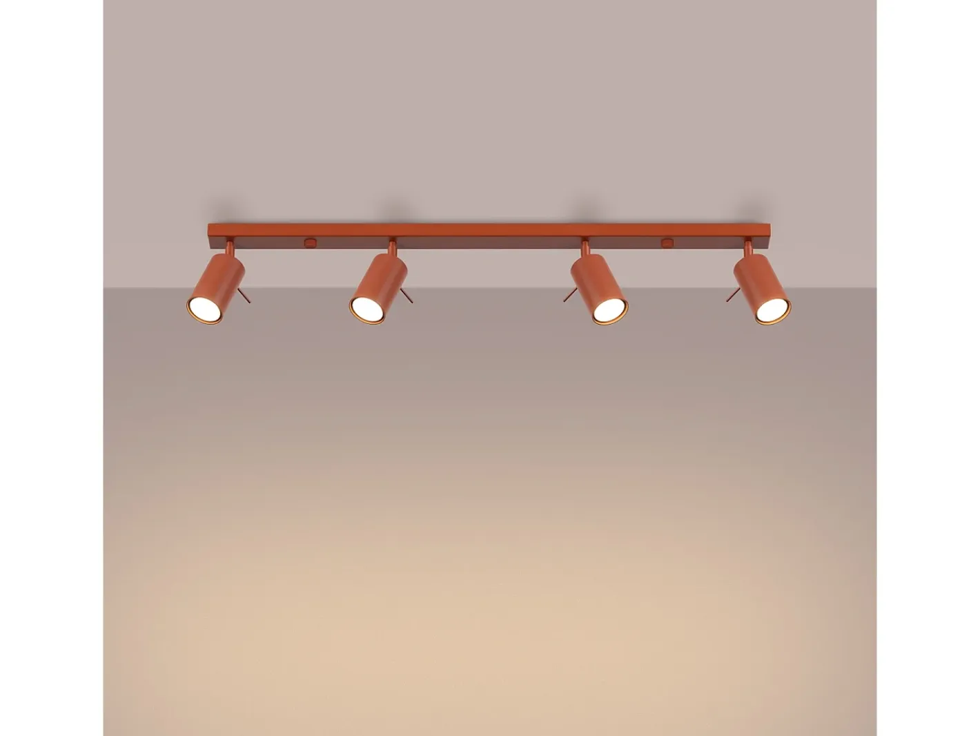 Outlet Sollux Lighting Lámpara de techo Briix moderno de acero - 4 fuentes luminosas 4000K - L.81 x A.17 cm - ocre Rojo