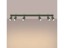 Sollux Lighting Plafón-Lámpara de techo Briix moderno de acero - 6 fuentes luminosas 4000K - L.117 x A.17 cm - oliva Verde