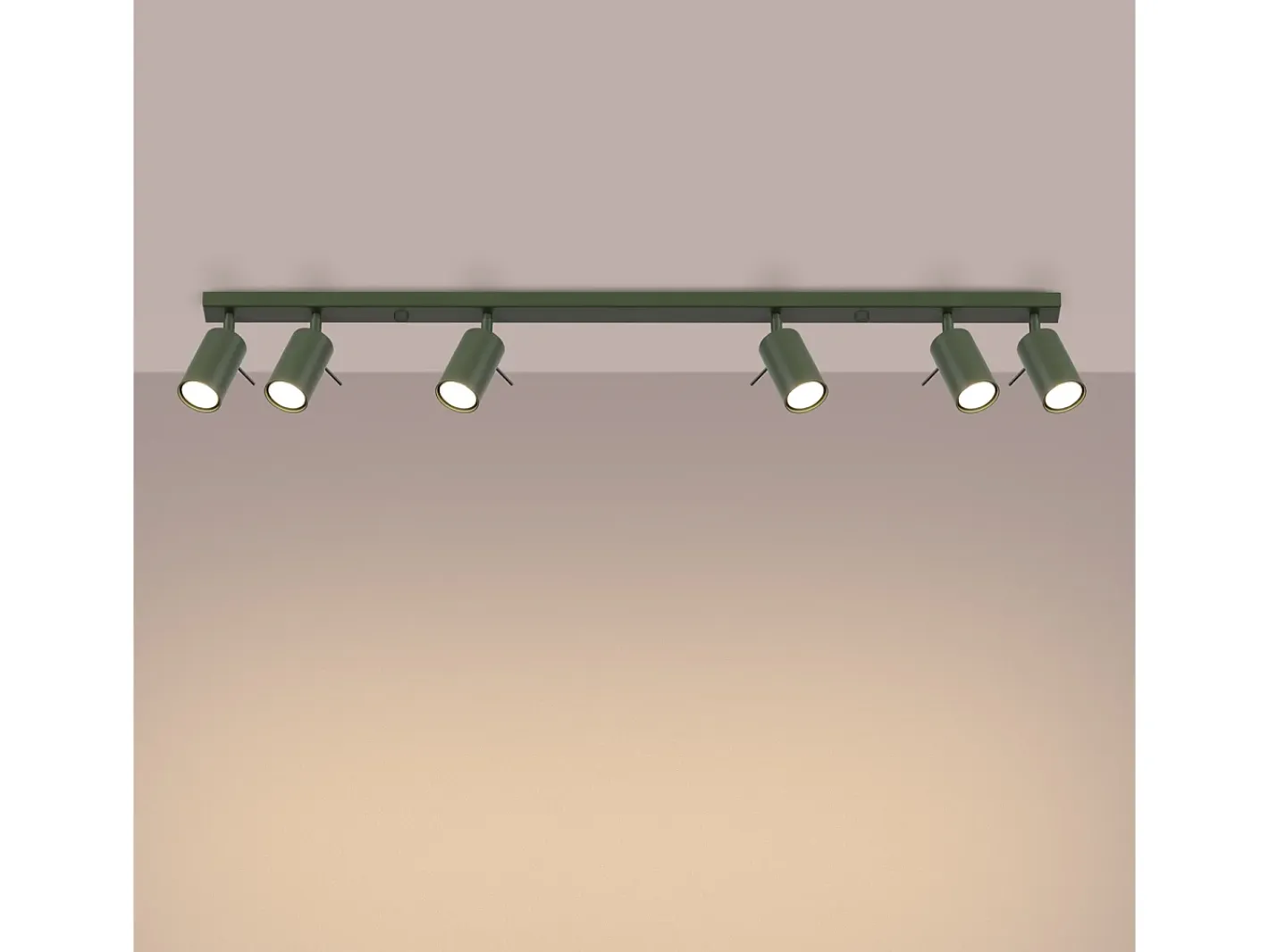 Sollux Lighting Plafón-Lámpara de techo Briix moderno de acero - 6 fuentes luminosas 4000K - L.117 x A.17 cm - oliva Verde