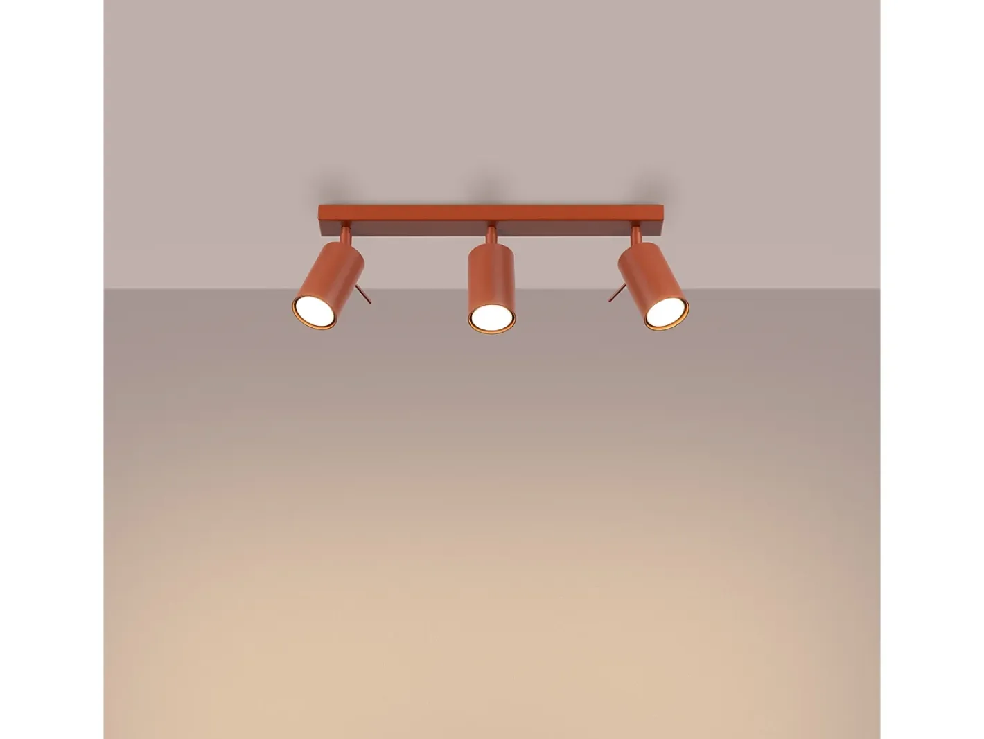 Sollux Lighting Plafón-Lámpara de techo Briix moderno de acero - 3 fuentes luminosas 4000K - L.45 x A.17 cm - ocre Rojo