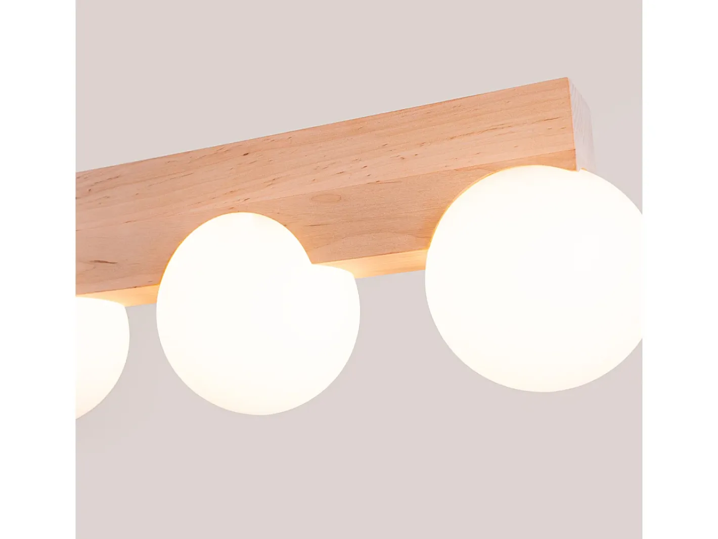 Sollux Lighting Lámpara De Techo Bulbo Moderno De Madera/Vidrio - 3 Fuentes Luminosas - L.46 X A.16 Cm - Madera Natural/ Blanco Best