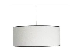 Online Miliboo Lámpara de techo cilíndrica de borreguillo blanco y rafia natural 50 cm TRAVES Marfil