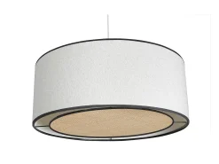 Online Miliboo Lámpara de techo cilíndrica de borreguillo blanco y rafia natural 50 cm TRAVES Marfil