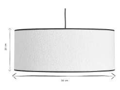 Online Miliboo Lámpara de techo cilíndrica de borreguillo blanco y rafia natural 50 cm TRAVES Marfil