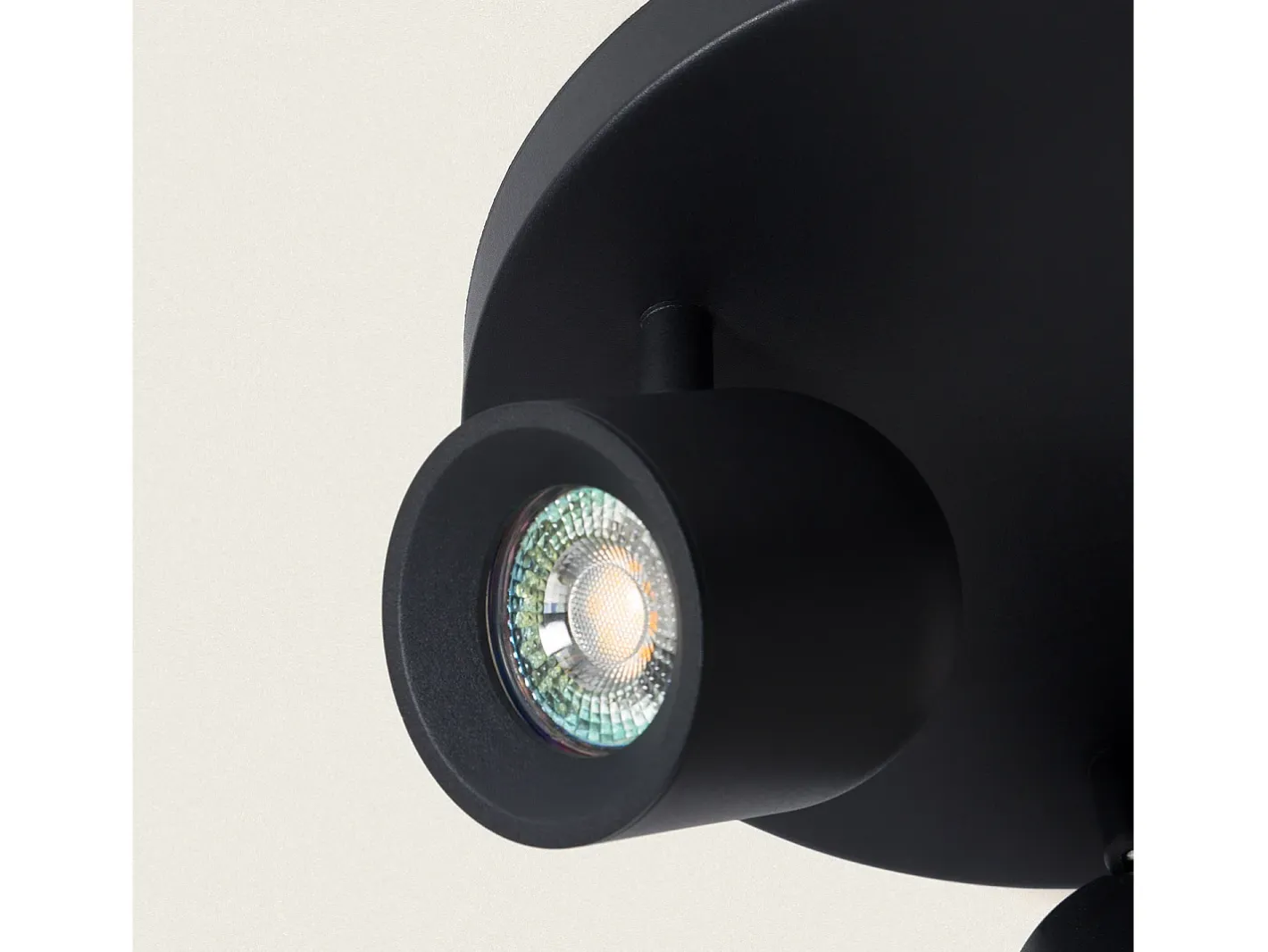 Ledkia Plafón-Lámpara de Techo Circular Orientable Aluminio 3 Focos Caleb Negro