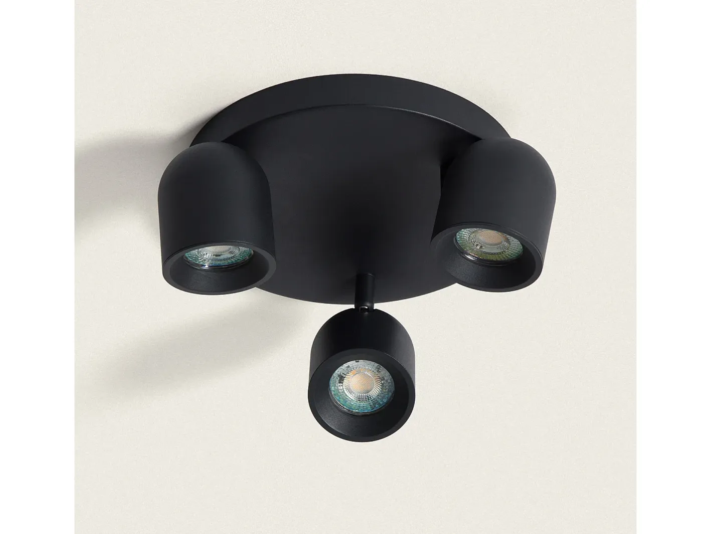 Ledkia Plafón-Lámpara de Techo Circular Orientable Aluminio 3 Focos Caleb Negro