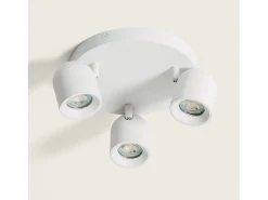 Outlet Ledkia Lámpara de Techo Circular Orientable Aluminio 3 Focos Caleb Blanco