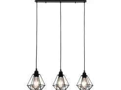 Best Lámpara de techo con diseño de rombos negra 3 bombillas E27 ES573691 Negro