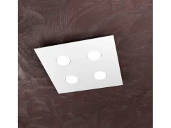 Lámpara de techo cuadrada Toplight Area de 4 luces con casquillo GX53, estructura blanca, diseño moderno 40x40x3cm Blanco