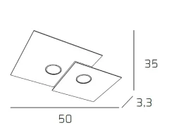 Discount Lámpara de techo cuadrada Toplight Plate de 2 luces con casquillo GX53, estructura antracita, diseño moderno 50x35x3cm Gris