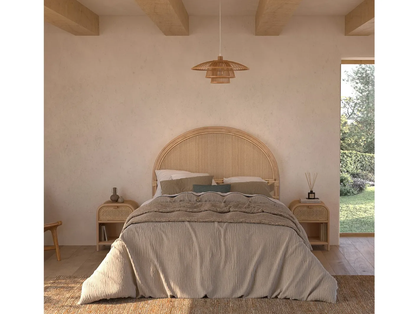 Rendez-Vous Déco Lámpara de techo de bambú natural y metal D50 cm - Mirabel Beige Sale