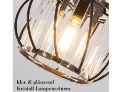 Outlet NETTLIFE Lámpara de techo de cristal moderna E27, lámpara de cocina vintage con marco de metal Negro