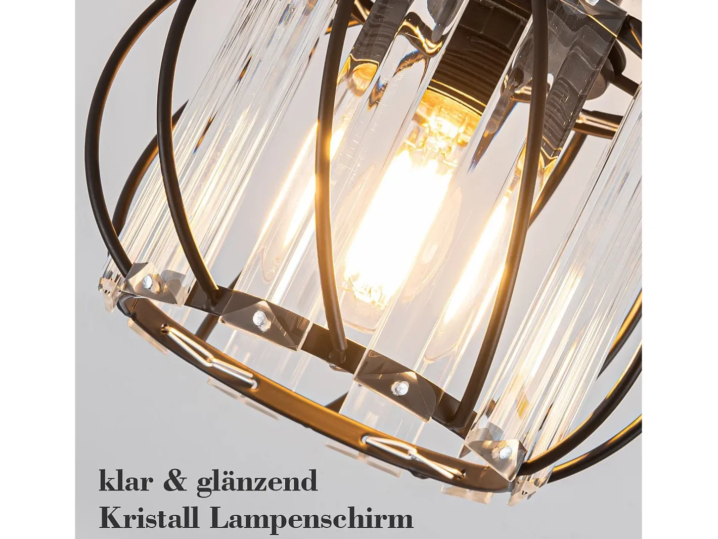 Outlet NETTLIFE Lámpara de techo de cristal moderna E27, lámpara de cocina vintage con marco de metal Negro