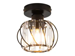 Outlet NETTLIFE Lámpara de techo de cristal moderna E27, lámpara de cocina vintage con marco de metal Negro