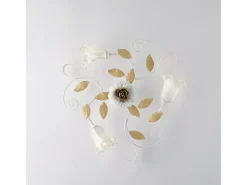 Lámpara Suspendida-Lámpara de techo de hierro lacado blanco shabby 3 luces H.17 Ø56 BL274-PL3-BCO Marfil