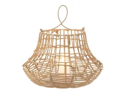 J-Line Lámpara de techo de imitación de ratán en plástico natural de 33x33x33 cm Beige New