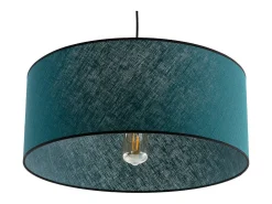 Discount Miliboo Lámpara de techo de lino pavo y rafia 50 cm de diám. TRAVES Azul