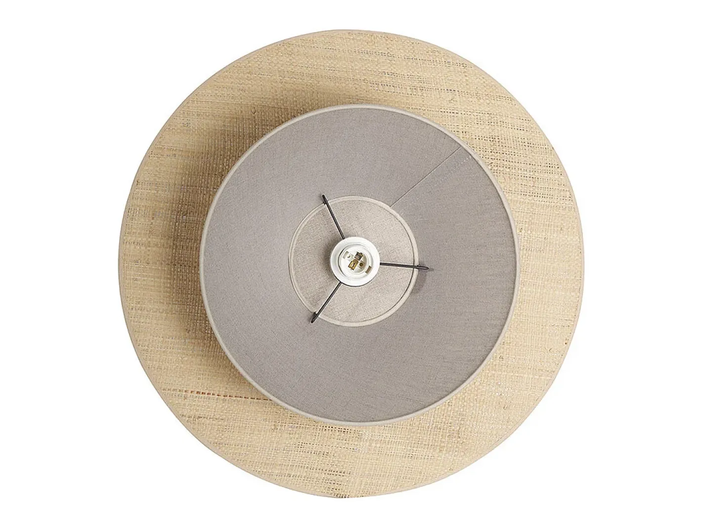 Miliboo Lámpara de techo de lino y rafia natural 55 cm AZAMI Beige Best