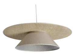 Miliboo Lámpara de techo de lino y rafia natural 55 cm AZAMI Beige Best