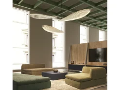 Sale Lámpara de techo de madera y aluminio FISH - estilo moderno - Longitud 142,7 x Anchura 42,8 cm x Alt. 150 cm máx - IP20, LED SMD 26W - 3170 lm - 4K - 120º - Blanco