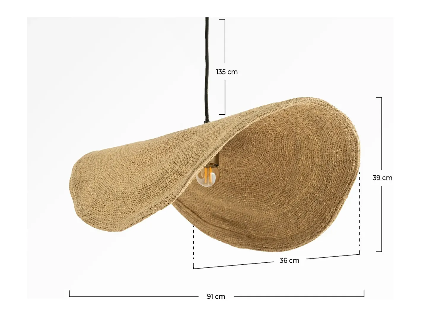 Discount Rendez-Vous Déco Lámpara de techo de material natural y metal D91 cm - Maho Beige