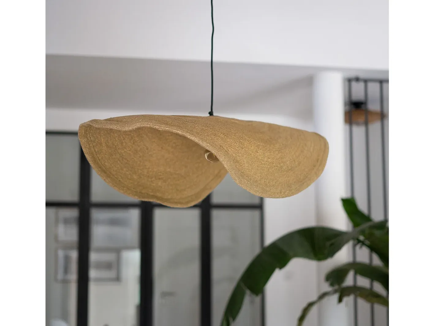 Discount Rendez-Vous Déco Lámpara de techo de material natural y metal D91 cm - Maho Beige