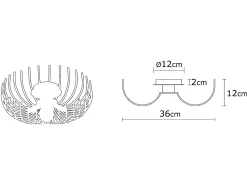 Outlet Vente-unique Lámpara de techo de metal industrial - lámpara D. 36 x Alt. 12 cm - - ASPENDOS Negro