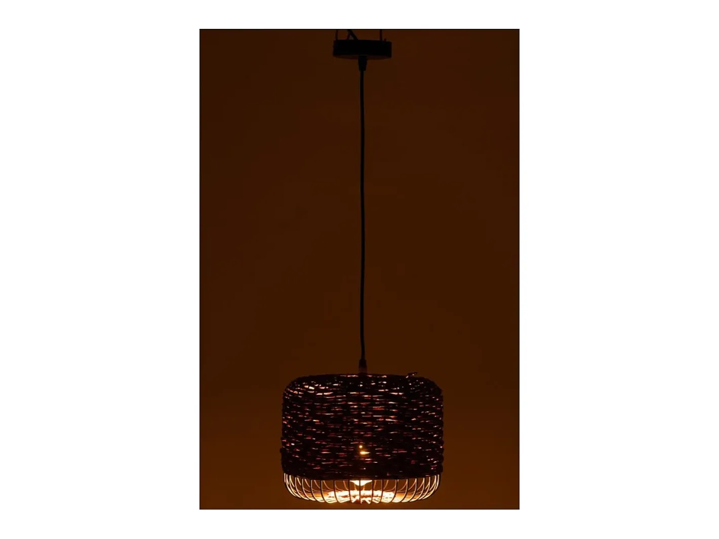 J-Line Lámpara de techo de metal y fibra marrón 27x27x20 cm Violeta Outlet
