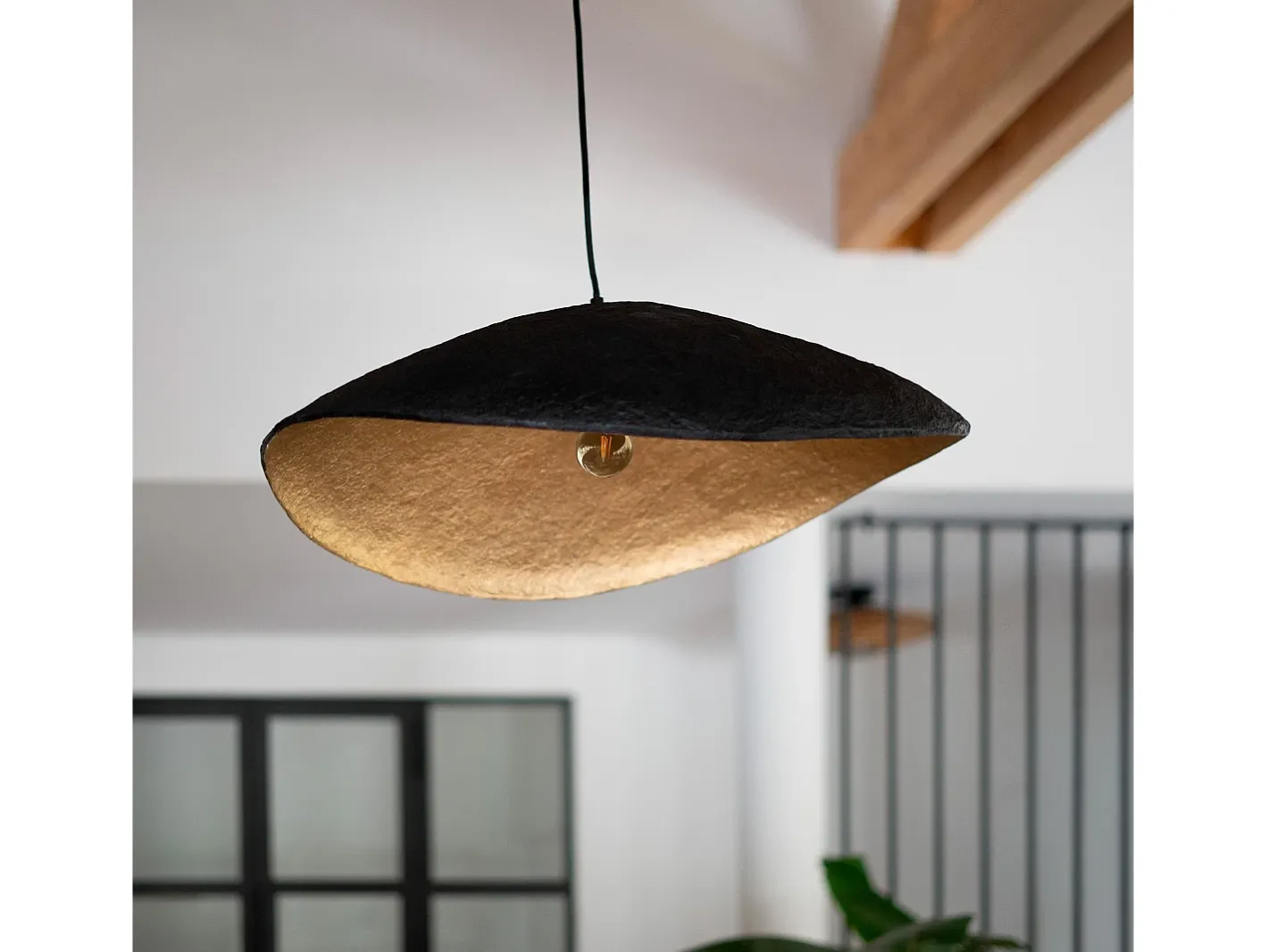 Rendez-Vous Déco Lámpara de techo de papel y hilo D71 cm - Milano Negro Outlet